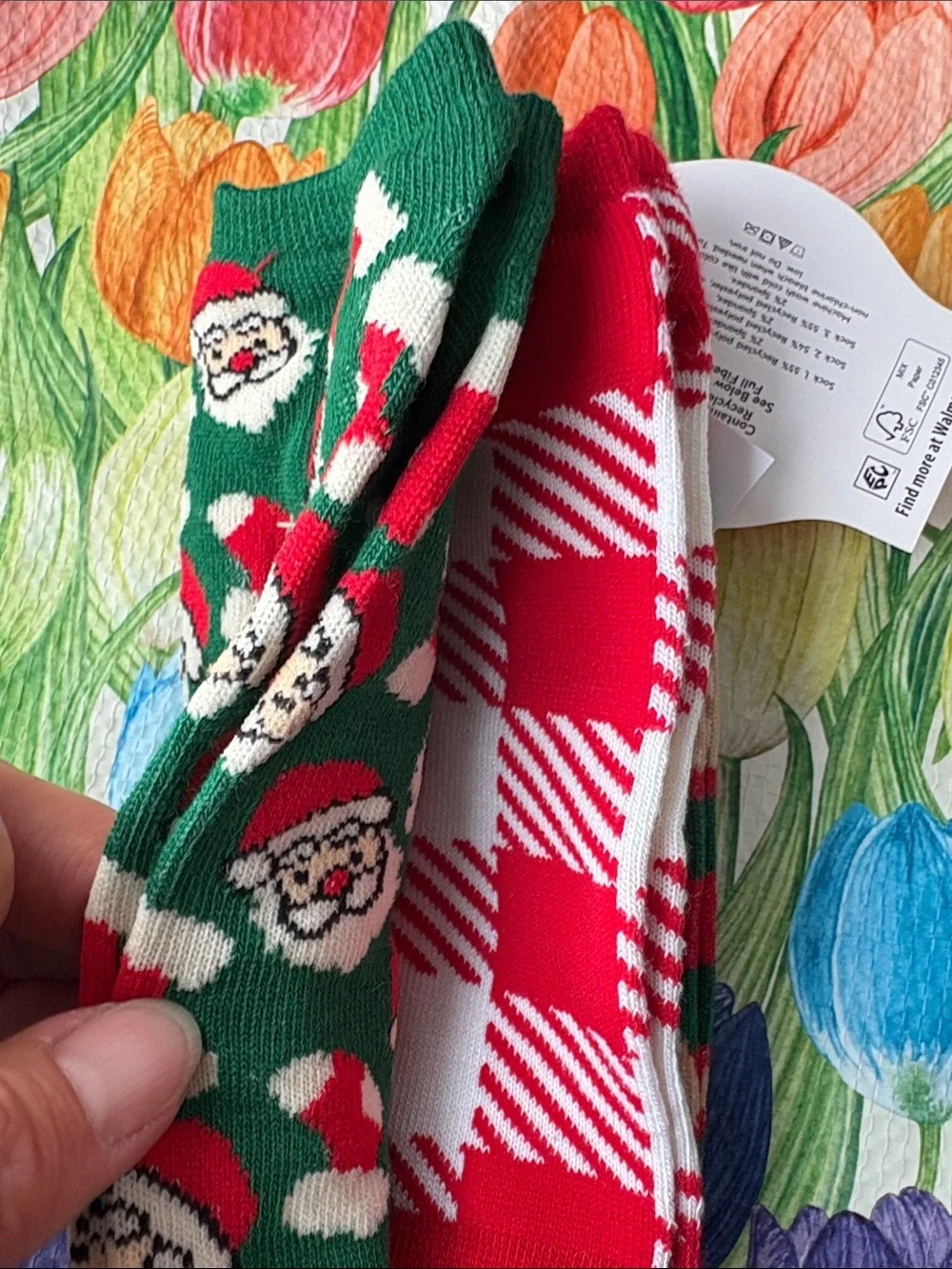 Holiday Time Red and Green Gingerbread Socks